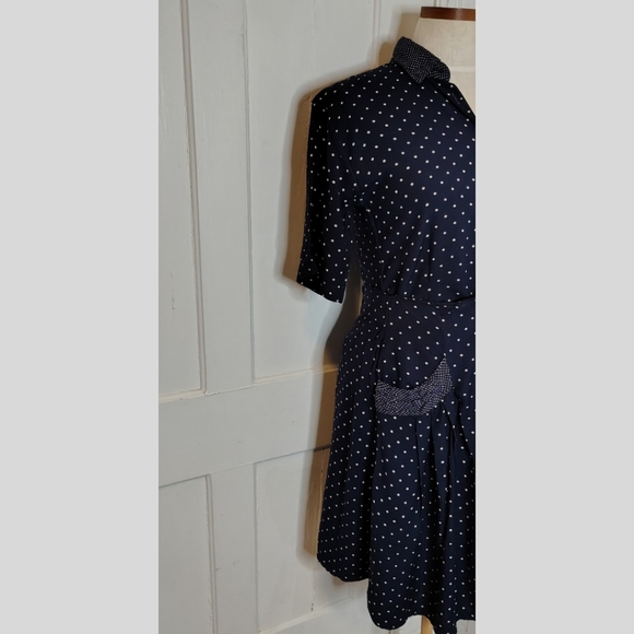 Vintage 80s Anegada's Skirt & Top Set Navy White Polka Dot Womens Size XS/S - Picture 3 of 16